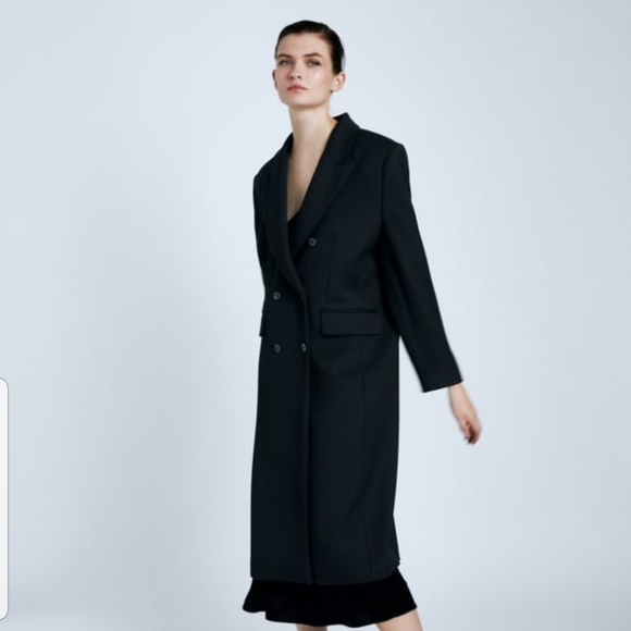 ZARA BLACK,NEW BUTTONED MASCULINE COATSIZE MEDIUM - Picture 3 of 6